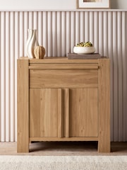 Natural Heath Oak Effect Space Saving Small Sideboard - Image 2 of 10