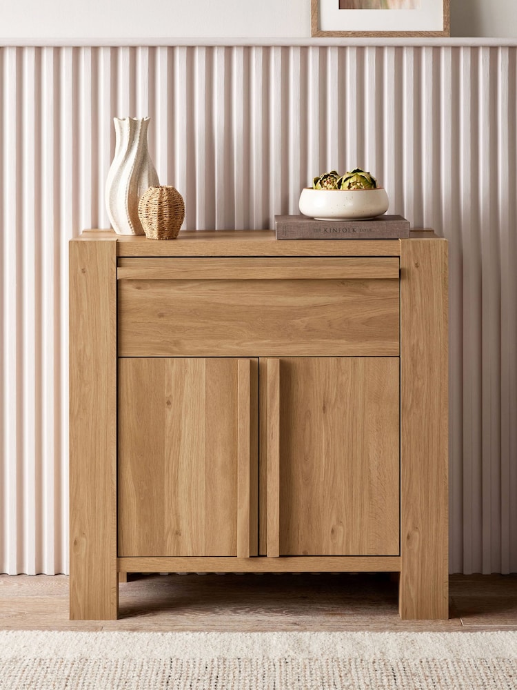 Natural Heath Oak Effect Space Saving Small Sideboard - Image 2 of 10