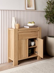 Natural Heath Oak Effect Space Saving Small Sideboard - Image 3 of 10