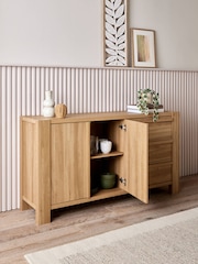 Natural Heath Oak Effect Large Slim Sideboard - Image 3 of 10