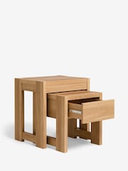 Natural Heath Oak Effect Storage Nest of Tables - Image 6 of 8
