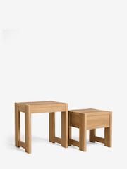 Natural Heath Oak Effect Storage Nest of Tables - Image 7 of 8