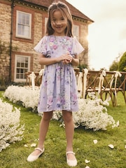 Lilac Purple Angel Sleeve Embellished Dress (3-16yrs) - Image 2 of 9