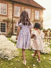 Lilac Purple Angel Sleeve Embellished Dress (3-16yrs) - Image 4 of 9