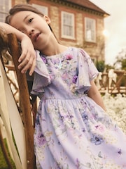 Lilac Purple Angel Sleeve Embellished Dress (3-16yrs) - Image 5 of 9