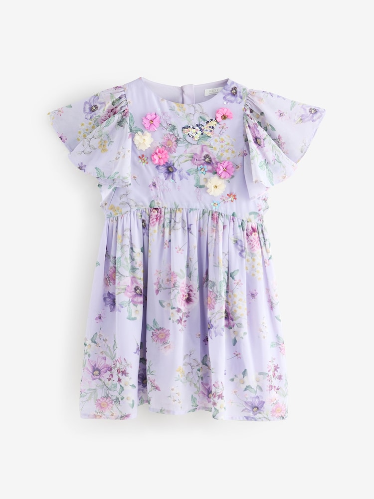Violet lilas - Robe à manches d'ange avec ornements (3-16yrs) - Image 6 of 9