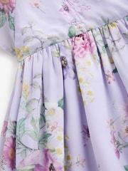 Lilac Purple Angel Sleeve Embellished Dress (3-16yrs) - Image 8 of 9