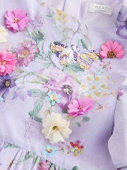 Lilac Purple Angel Sleeve Embellished Dress (3-16yrs) - Image 9 of 9