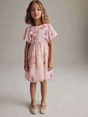 Pink Angel Sleeve Embellished Dress (3-16yrs) - Image 2 of 9
