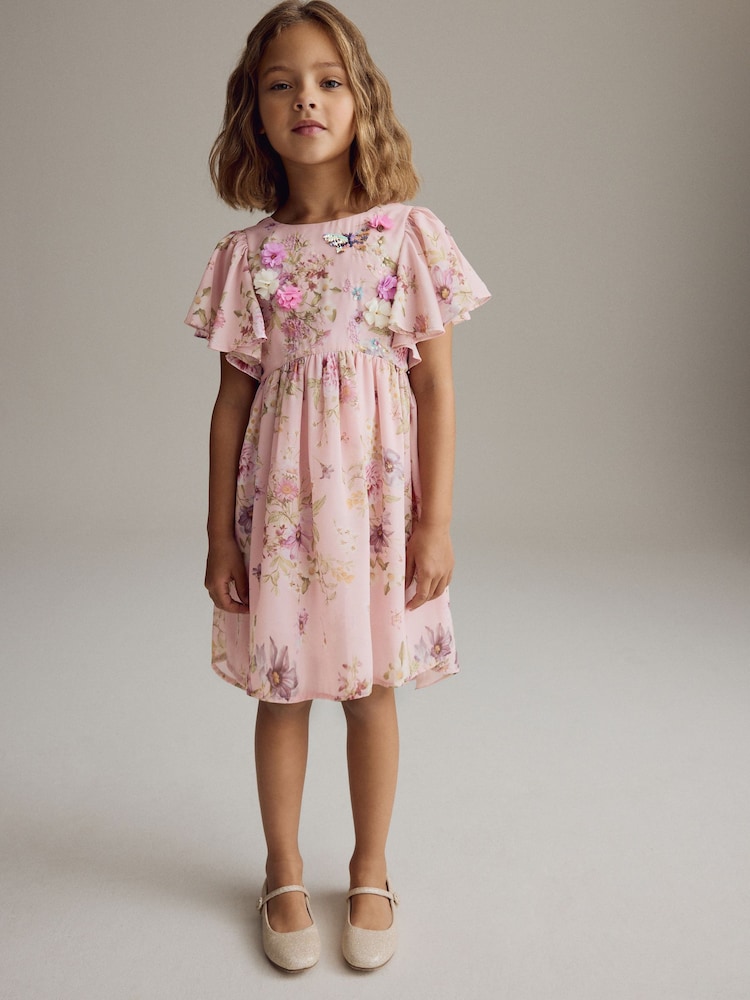 Pink Angel Sleeve Embellished Dress (3-16yrs) - Image 2 of 9