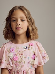 Pink Angel Sleeve Embellished Dress (3-16yrs) - Image 4 of 9