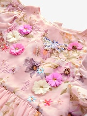 Pink Angel Sleeve Embellished Dress (3-16yrs) - Image 8 of 9