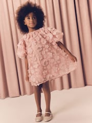 Pink 3D Floral Occasion Dress (3-16yrs) - Image 1 of 7
