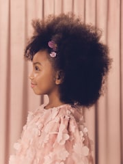 Pink 3D Floral Occasion Dress (3-16yrs) - Image 4 of 7