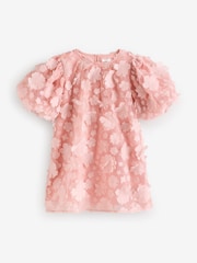 Pink 3D Floral Occasion Dress (3-16yrs) - Image 5 of 7