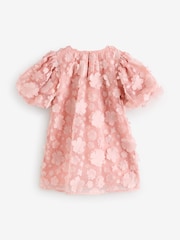 Pink 3D Floral Occasion Dress (3-16yrs) - Image 6 of 7