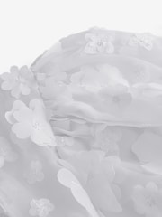 White 3D Floral Occasion Dress (3-16yrs) - Image 10 of 10