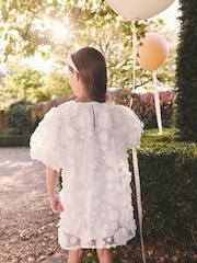 White 3D Floral Occasion Dress (3-16yrs) - Image 4 of 10
