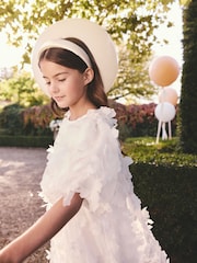 White 3D Floral Occasion Dress (3-16yrs) - Image 5 of 10