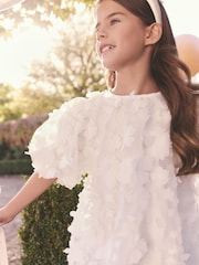 White 3D Floral Occasion Dress (3-16yrs) - Image 6 of 10