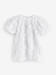 White 3D Floral Occasion Dress (3-16yrs) - Image 7 of 10