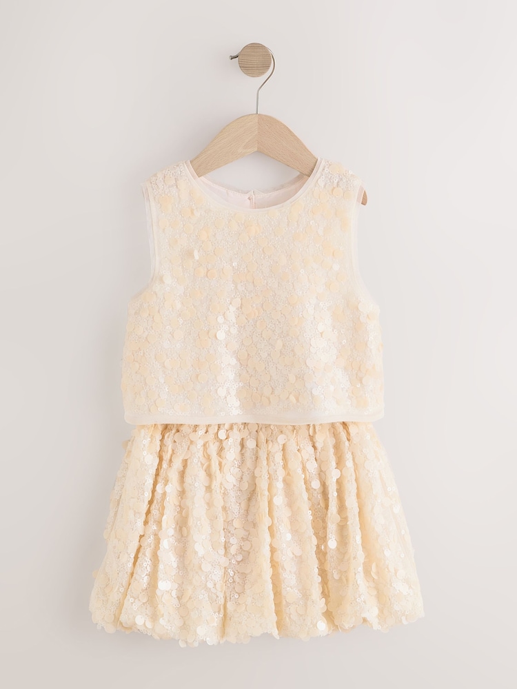 Ecru Sequin Top and Skirt Co-Ord Set (3-16yrs) - Image 6 of 10