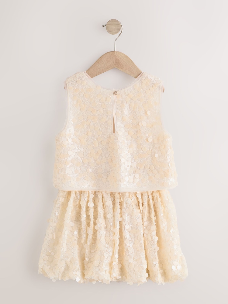 Ecru Sequin Top and Skirt Co-Ord Set (3-16yrs) - Image 8 of 10