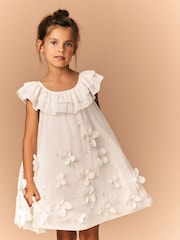 Cream Embellished Occasion Dress (3-16yrs) - Image 4 of 8