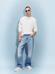 River Island Blue Baggy Fit Washed Jeans - Image 1 of 4