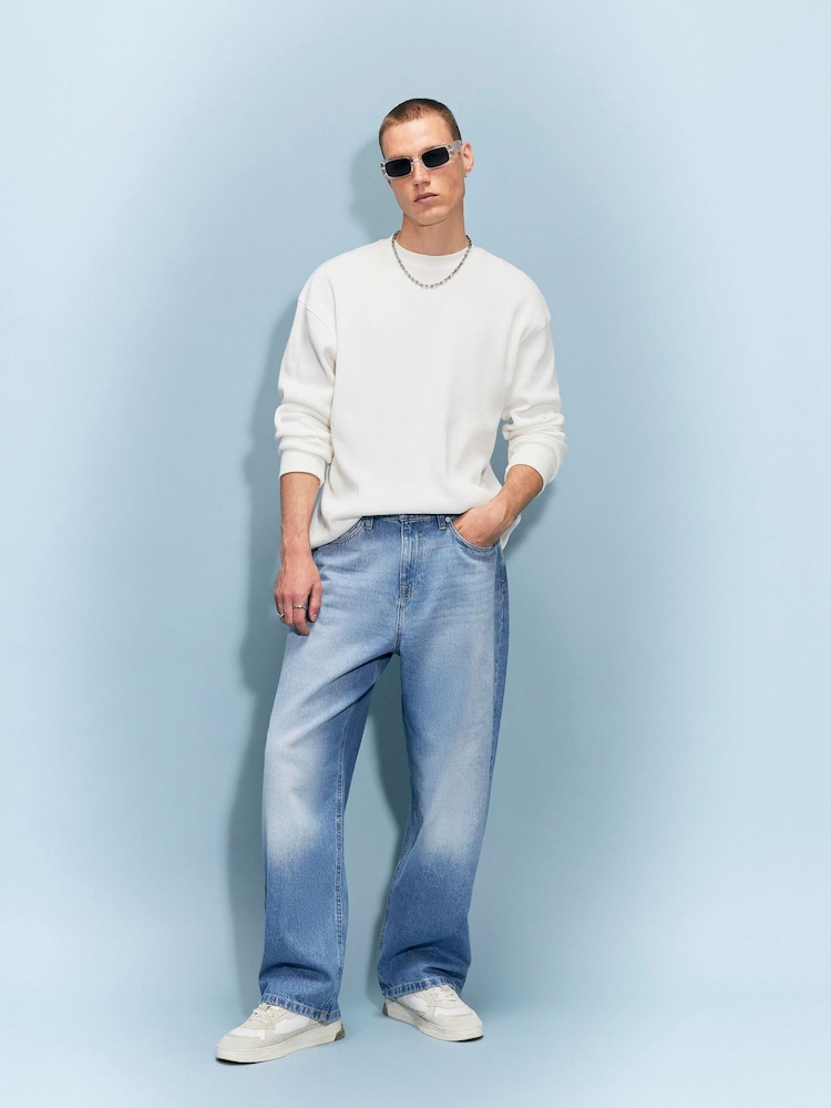 River Island Blue Baggy Fit Washed Jeans - Image 1 of 4 River Island Blue Baggy Fit Washed Jeans - Image 1 of 4