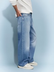 River Island Blue Baggy Fit Washed Jeans - Image 3 of 4