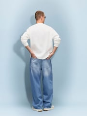 River Island Blue Baggy Fit Washed Jeans - Image 4 of 4
