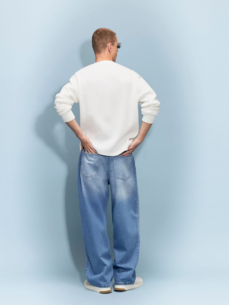 River Island Blue Baggy Fit Washed Jeans - Image 4 of 4 River Island Blue Baggy Fit Washed Jeans - Image 4 of 4