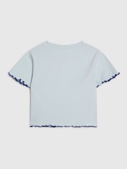 River Island Blue Hotfix Flower Lettuce T-Shirt - Image 2 of 4