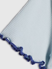 River Island Blue Hotfix Flower Lettuce T-Shirt - Image 3 of 4