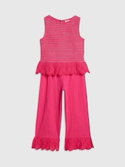 River Island Pink Shirred Frill Top & Trousers Set - Image 3 of 5