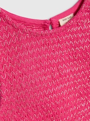 River Island Pink Shirred Frill Top & Trousers Set - Image 4 of 5
