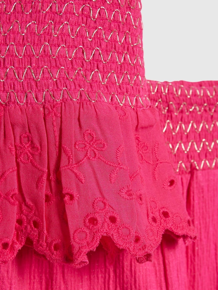 River Island Pink Shirred Frill Top & Trousers Set - Image 5 of 5 River Island Pink Shirred Frill Top & Trousers Set - Image 5 of 5