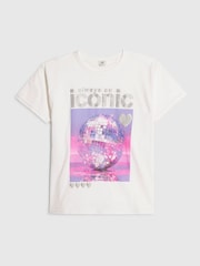 River Island White Always Iconic Disco T-Shirt - Image 1 of 4