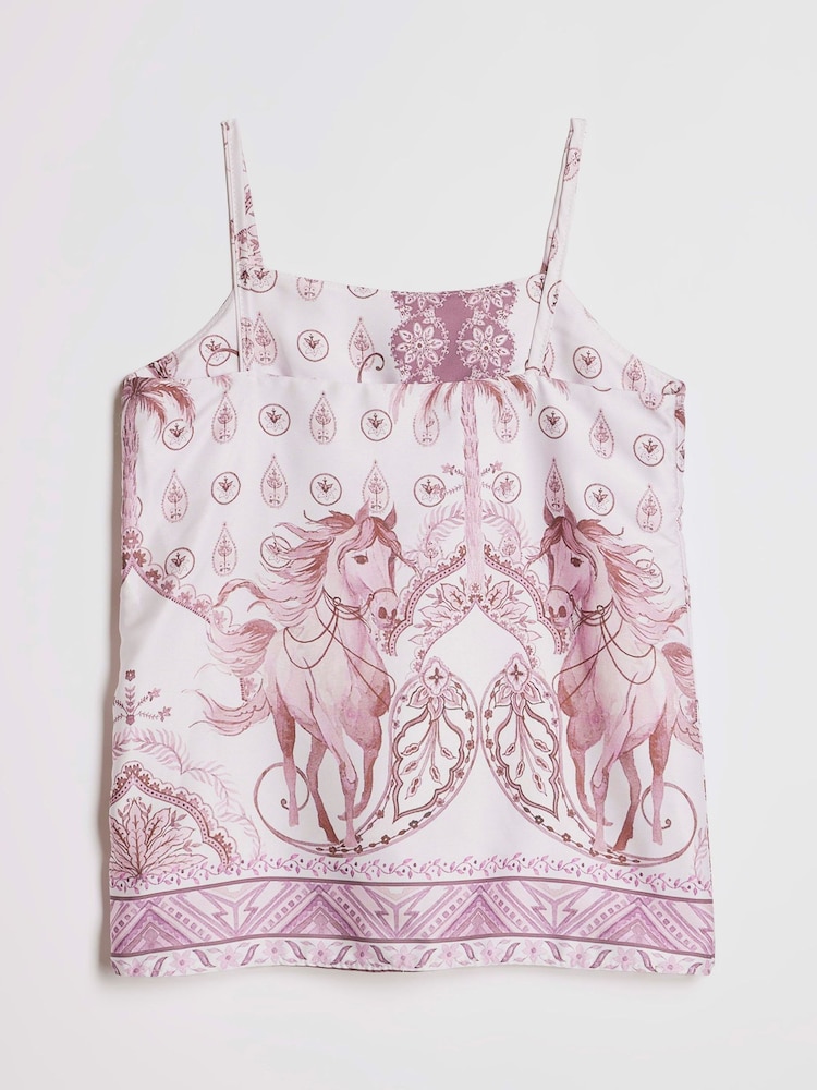 River Island Pink Horse Satin Cami Top - Image 2 of 4