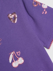 River Island Purple Sequin Embroidered Baby T-Shirt - Image 4 of 4