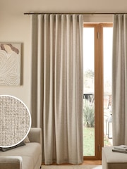 Natural Soft Weave Linen Blend Wave Header Lined Curtains - Image 1 of 7