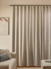 Natural Soft Weave Linen Blend Wave Header Lined Curtains - Image 3 of 7