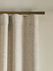Natural Soft Weave Linen Blend Wave Header Lined Curtains - Image 4 of 7