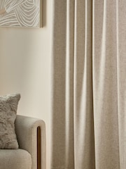 Natural Soft Weave Linen Blend Wave Header Lined Curtains - Image 5 of 7