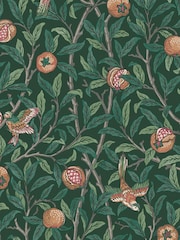 William Morris At Home Deep Green Bird and Pomegranate A4 Wallpaper Sample - Image 2 of 4