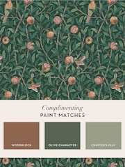 William Morris At Home Deep Green Bird and Pomegranate A4 Wallpaper Sample - Image 4 of 4