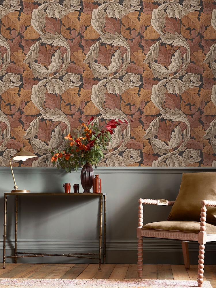 William Morris At Home Burnt Orange Acanthus A4 Wallpaper Sample - Image 1 of 4