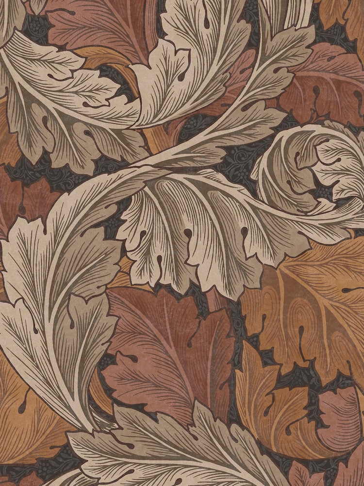 William Morris At Home Burnt Orange Acanthus A4 Wallpaper Sample - Image 2 of 4