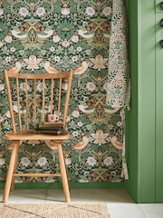 William Morris At Home Rich Green Strawberry Thief A4 Wallpaper Sample - Image 1 of 4